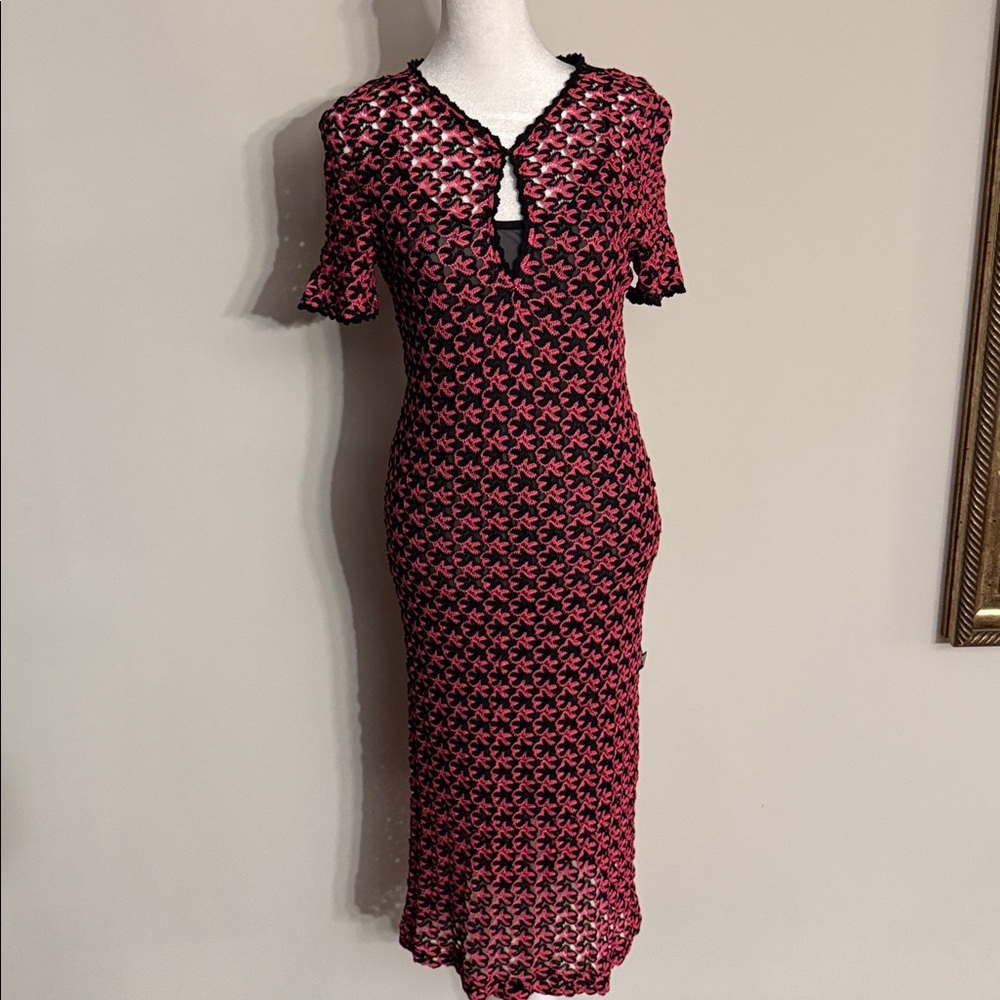 Moschino Pink and Black Midi Dress